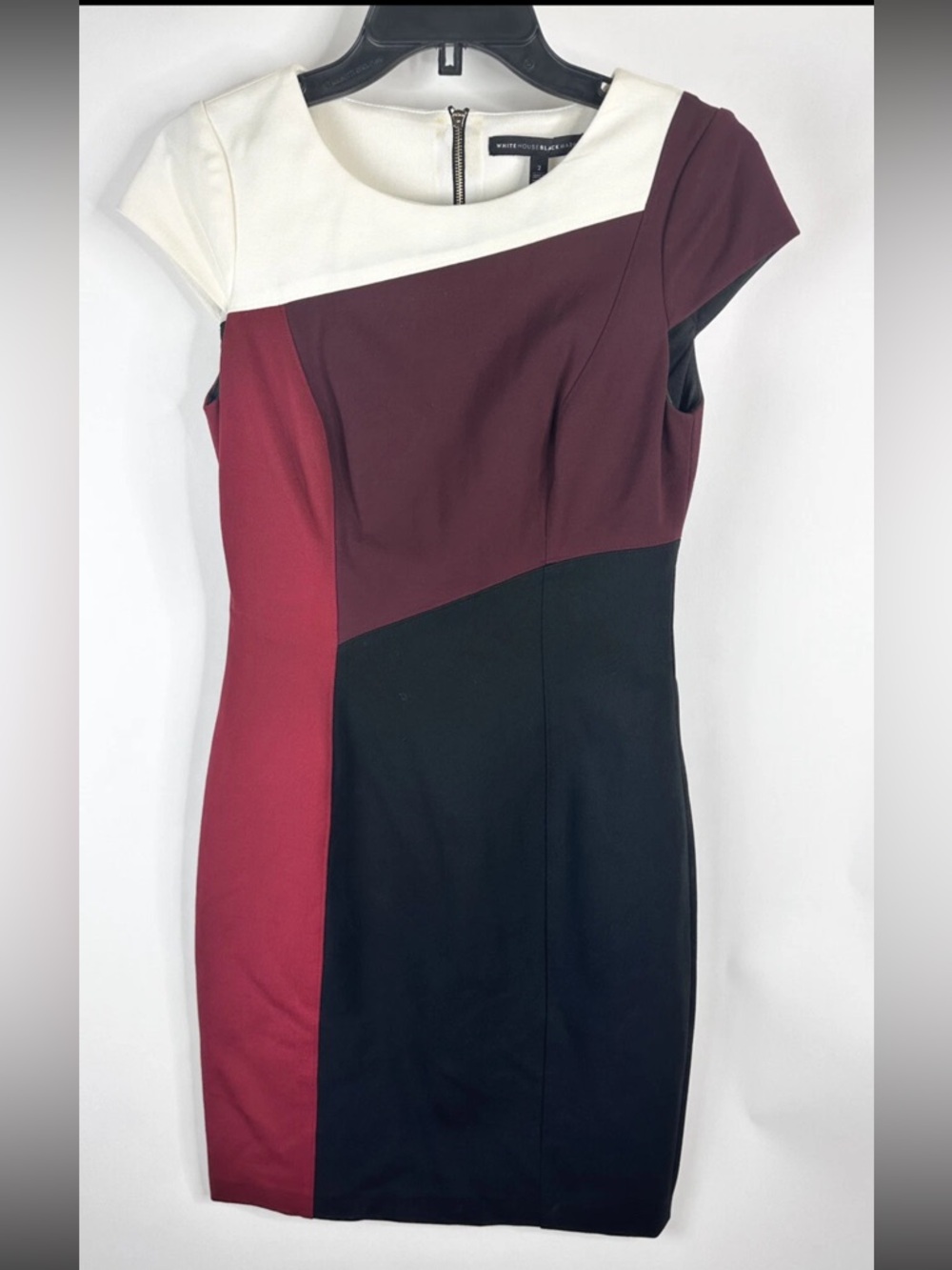 White House Black Market Women’s Dress 2 Multicolored Sheath Short Sleeve